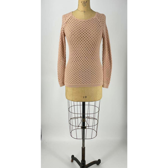 Loft Petites Beige Crochet Pullover Sweater Top Scoop Neck Size  XXSP - Picture 6 of 6